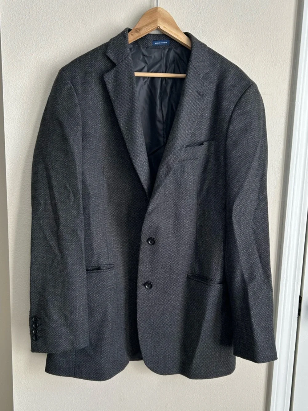 Stafford Grey Wool Blend Seasonal Texture Classic Fit Blazer Sport Coat Size 42L